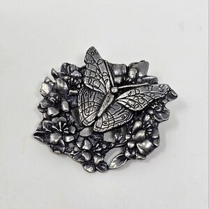 🐿 5/$25 Vintage BIRDS & BLOOMS 1998 Limited Edition Pewter Butterfly Brooch